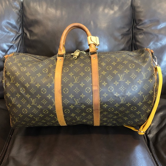 Vintage LOUIS VUITTON Monogram Bandolier Boston Weekend Duffle Tote Bag LV55 - Picture 3 of 17